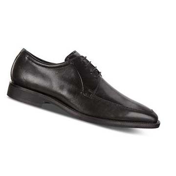 Men's Ecco Calcan Apron Toe Tie Dress Shoes Black | SG 504EBC